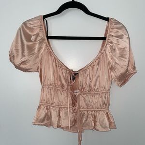 Forever 21 silk front tie shirt